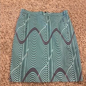 Halogen Teal and Black Patterned Pencil Skirt